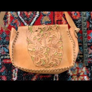 VINTAGE buttery soft floral tooled shoulder bag!